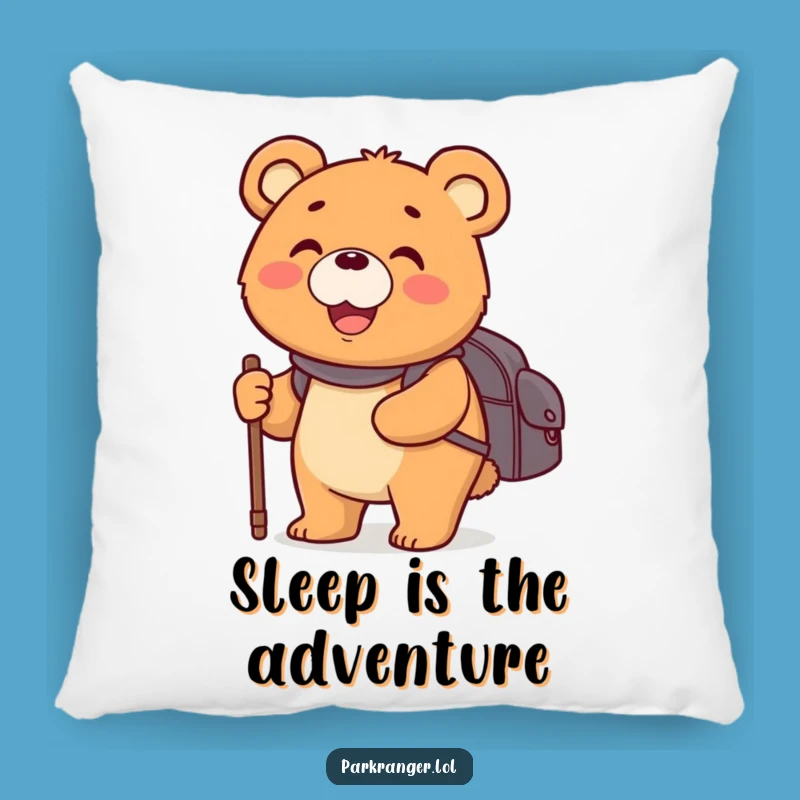 Funny Bear Adventurer Pillow: Cozy Walker Comfort