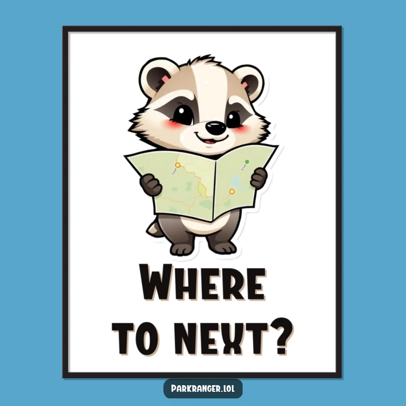 Funny Badger Map Digital Art: Printable Decor for Determined Souls!