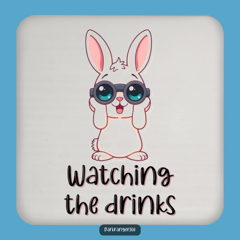 Funny Rabbit Binoculars Coasters: Protect Surfaces with Playful Observation!