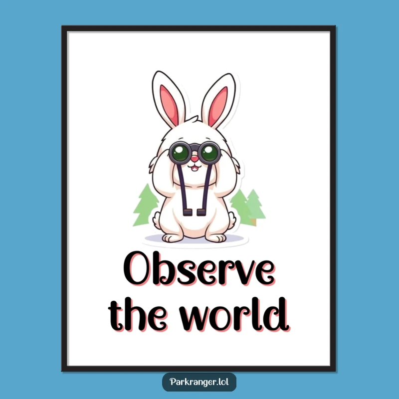 Funny Rabbit Explorer Poster: Cheerful Gazer Art Print