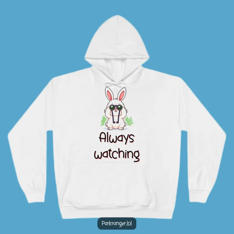 Funny Rabbit Explorer Hoodie: Cozy Cheerful Gazer Apparel