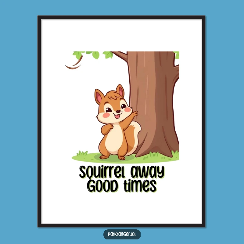 Free Printable Wall Art: Squirrel Pointing to Tree Funny Downloadable Decor