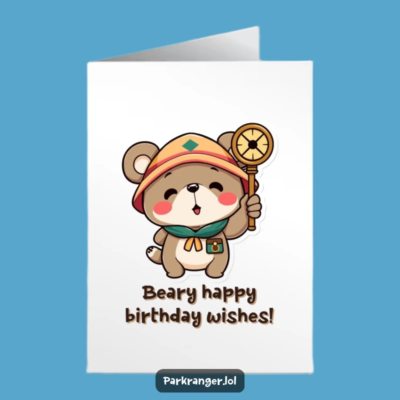Free Printable Birthday Card: Funny Scout Bear Navigates Fun Times - Downloadable!