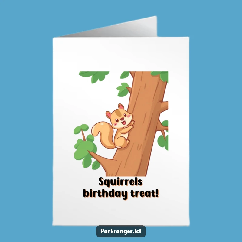 Free Printable Birthday Card: Squirrel Climbs for Fun - Downloadable!