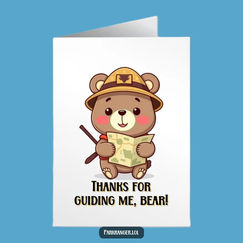 Free Printable Thank You Card: Ranger Bear Funny Downloadable Gift for Guidance