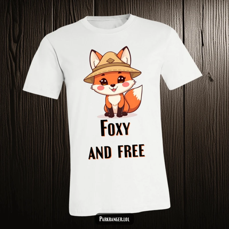 Funny t-shirt showcasing a happy fox character in a ranger hat, embodying a friendly and adventurous spirit for nature lovers and humor seekers.